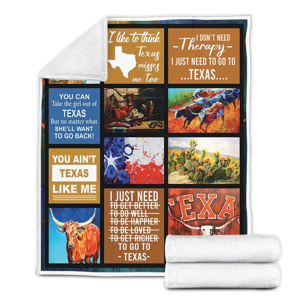 Texas I Dont Need Therapy Fleece Blanket Gift For Wife Husband Besties