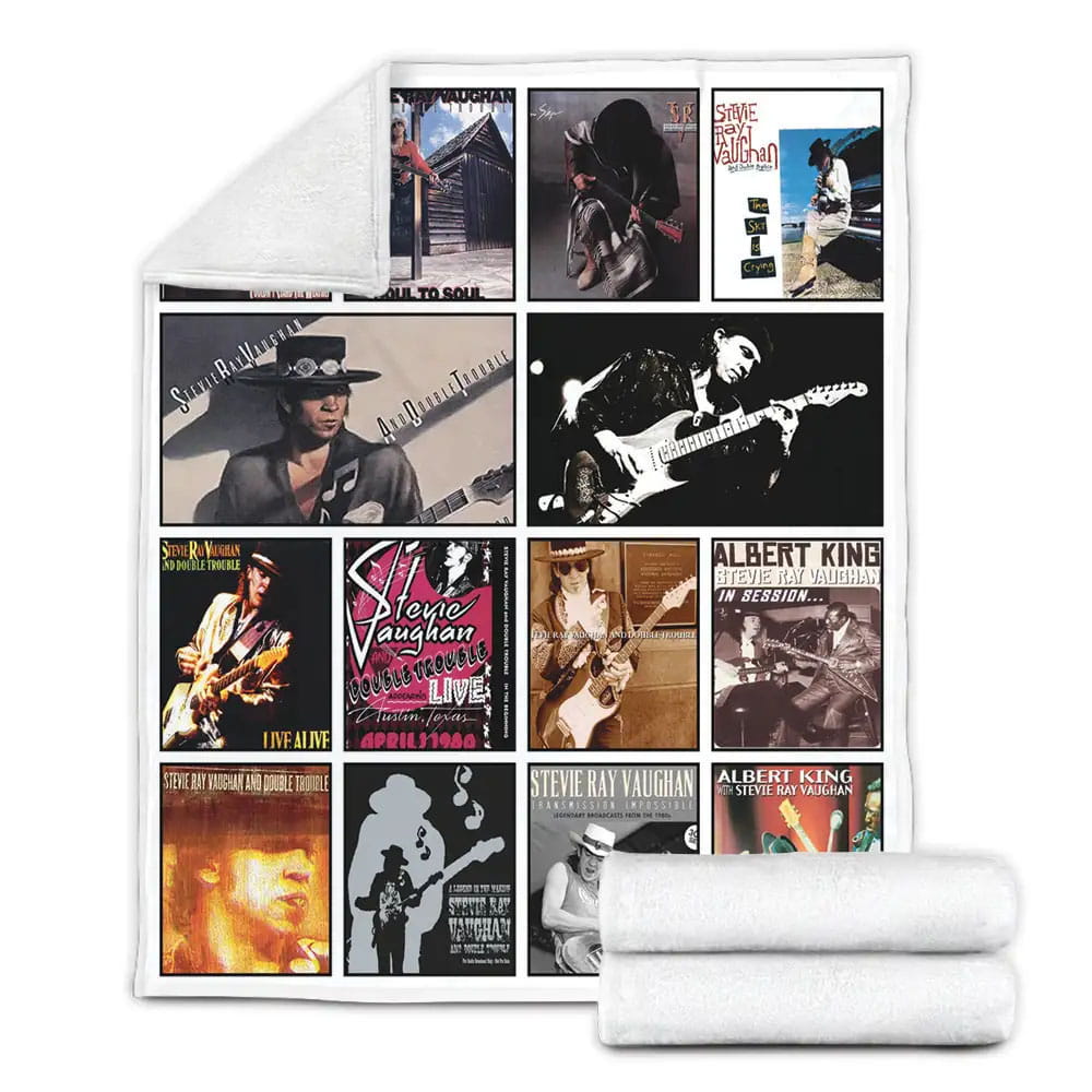 Stevie Ray Vaughan Album Covers Fleece Blanket Gift For Wife Husband Besties