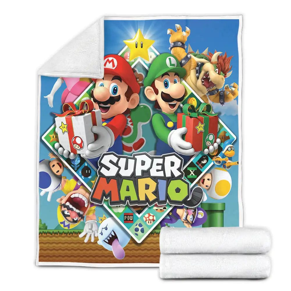 Super Mario Fleece Blanket Gift For Birthday Halloween Christmas
