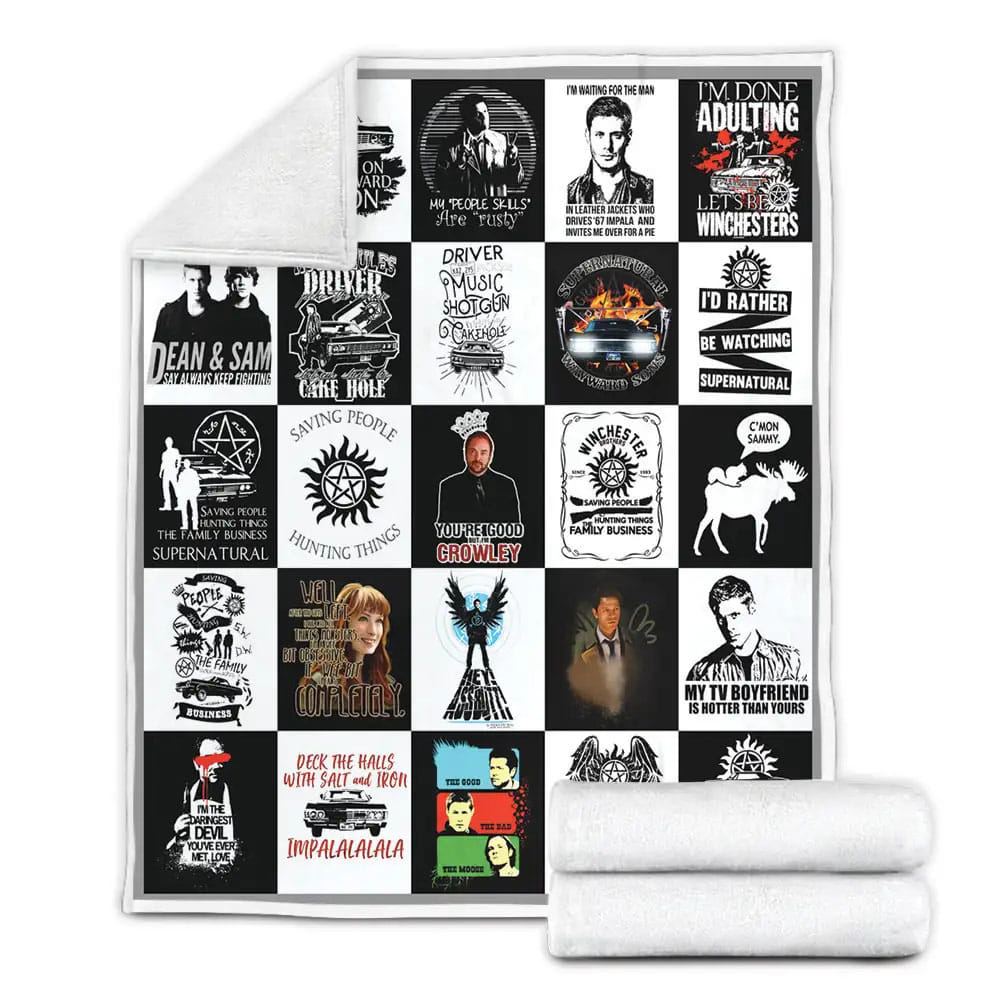 Supernatural Fleece Blanket Gift For Birthday Halloween Christmas