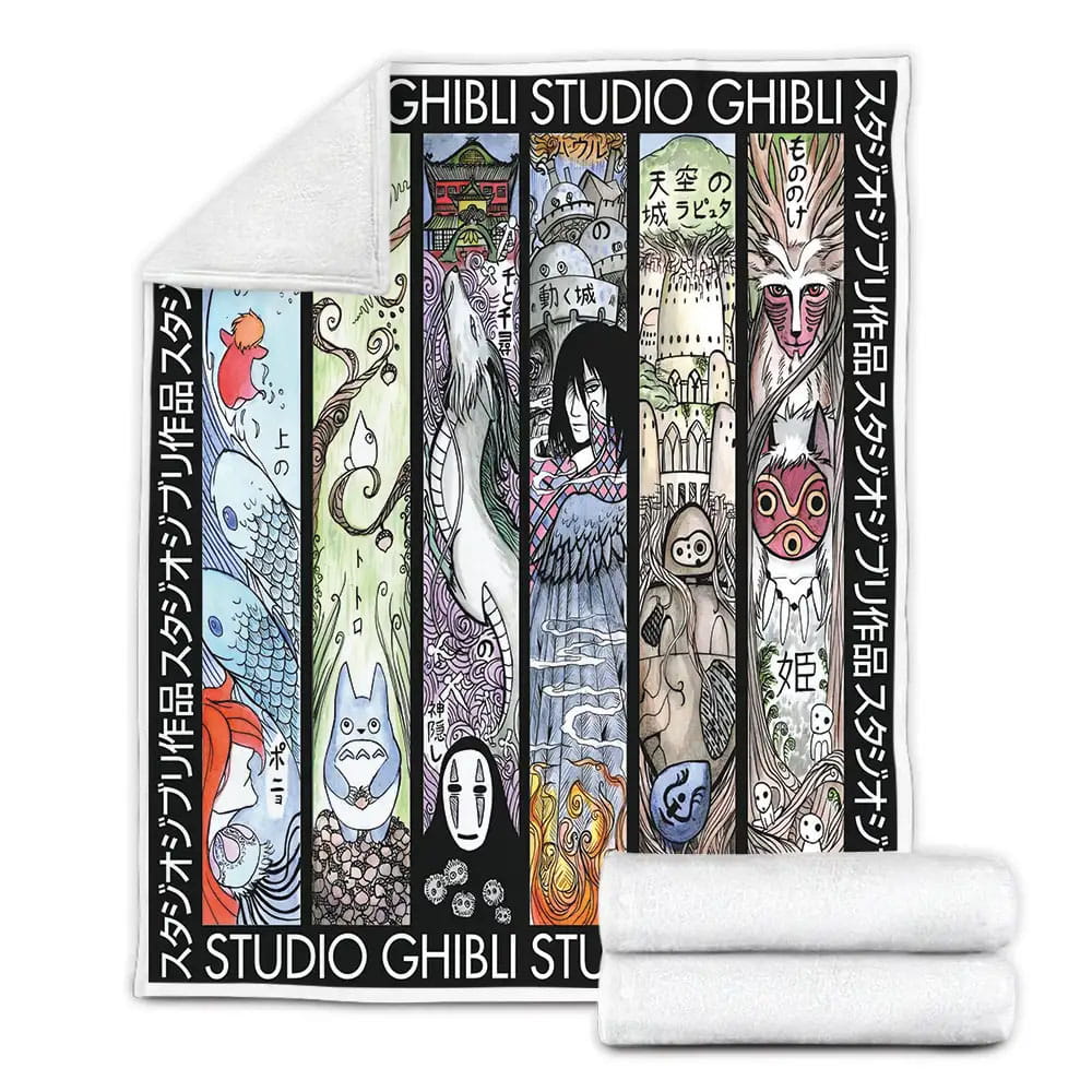 Studio Ghibli Art For Fans Amine Fleece Blanket Gift For Birthday Halloween Christmas