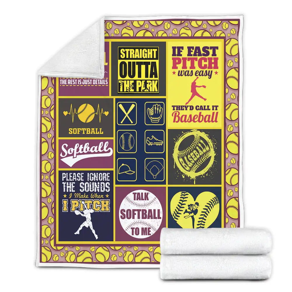 Softball The Rest Is Just Details Fleece Blanket Gift For Birthday Halloween Christmas