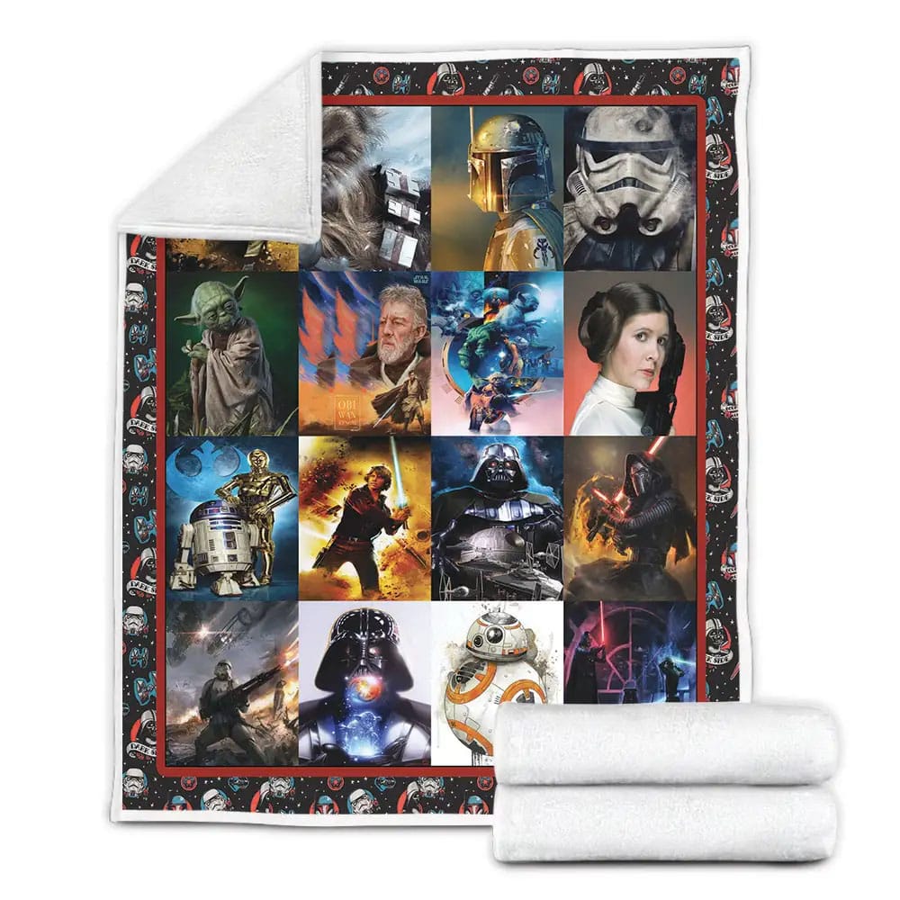 Star Wars Collage Fleece Blanket Gift For Birthday Halloween Christmas
