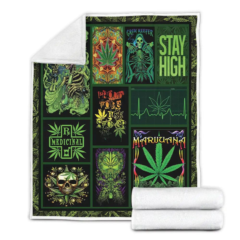 Stay High Marijuana Leaf Fleece Blanket Perfect 