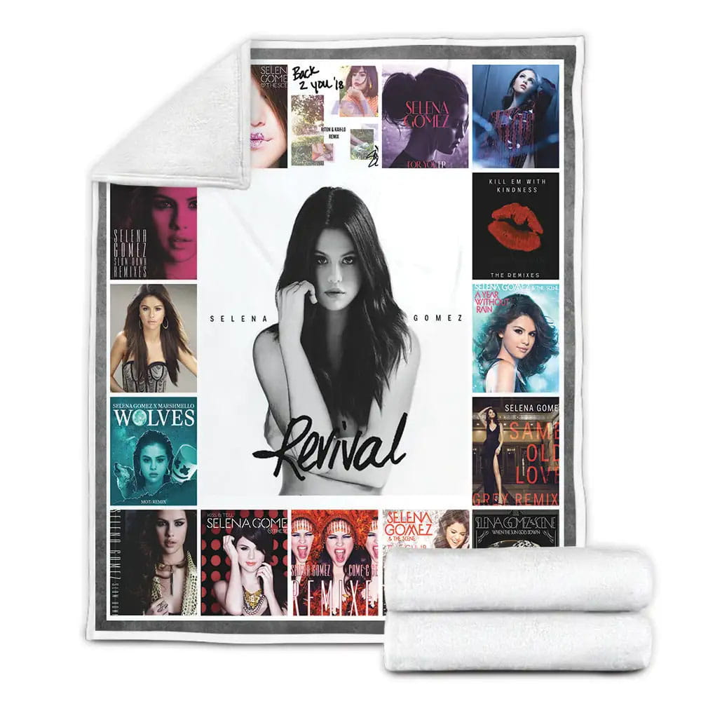 Selena Gomez Albums Cover Poster Fleece Blanket Gift For Wife Husband Besties