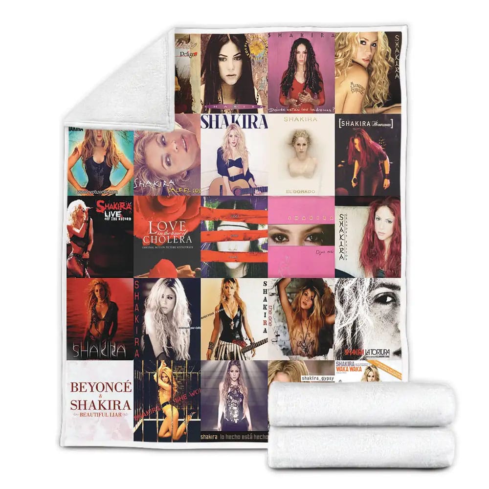Shakira Album Covers Fleece Blanket Gift For Mothers Day Fathers Day