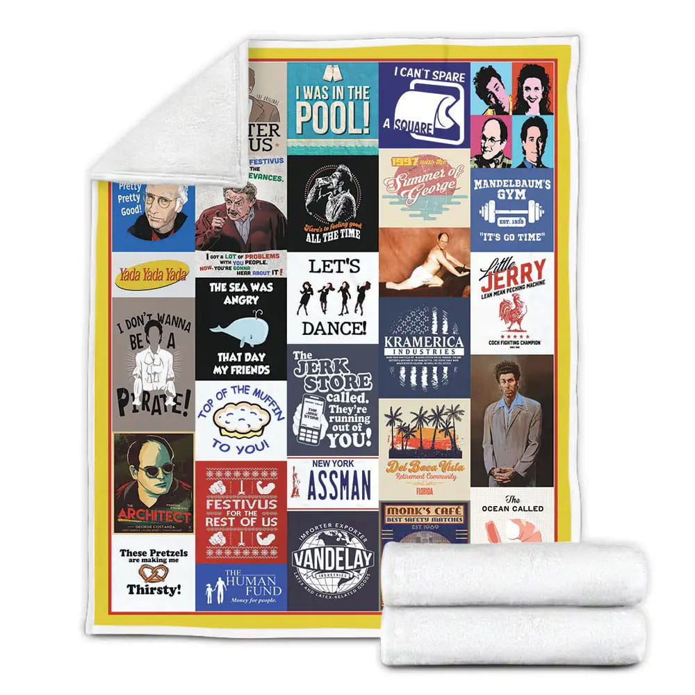 Seinfeld Quotes Collage Fleece Blanket Gift For Birthday Halloween Christmas
