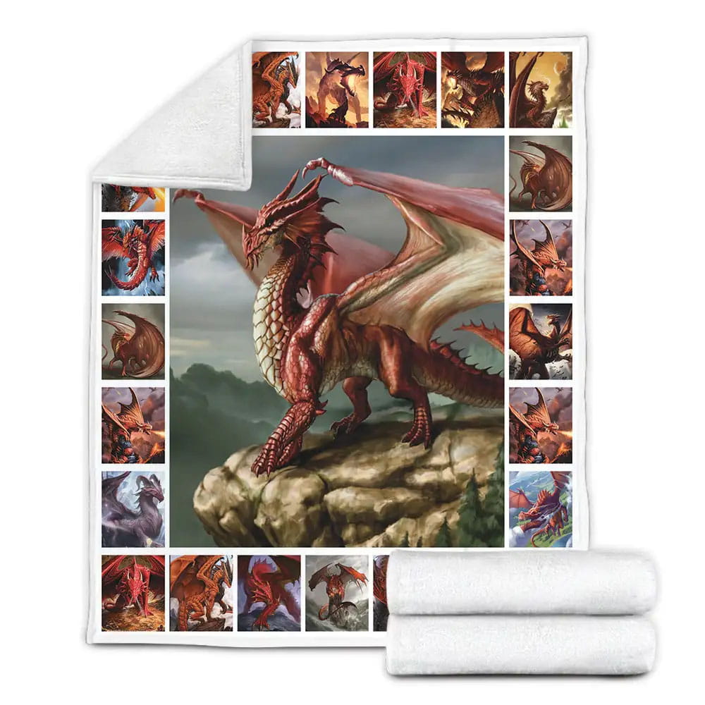 Red Dragon Fleece Blanket Gift For Birthday Halloween Christmas