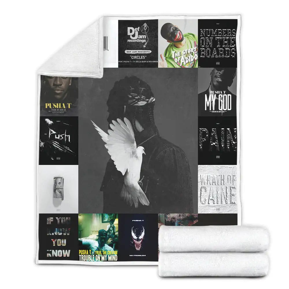 Pusha T Albums Fleece Blanket Gift For Wife Husband Besties