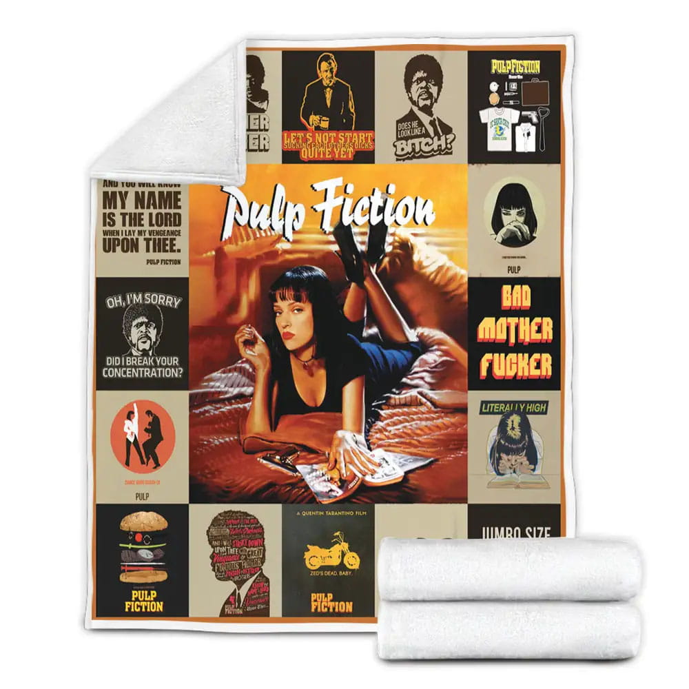Pulp Fiction Poster Fleece Blanket Gift For Birthday Halloween Christmas