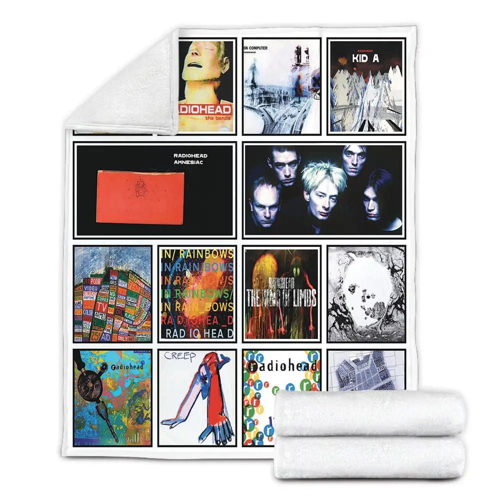 Radiohead Album Covers Fleece Blanket Gift For Birthday Halloween Christmas