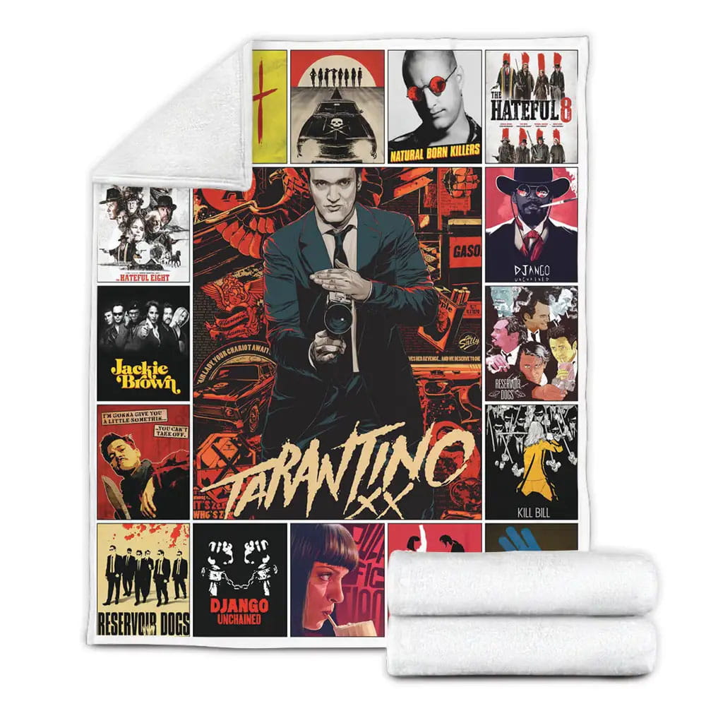 Quentin Tarantino Top 10 Best Movies Ever Poster Fleece Blanket Gift For Wife Husband Besties