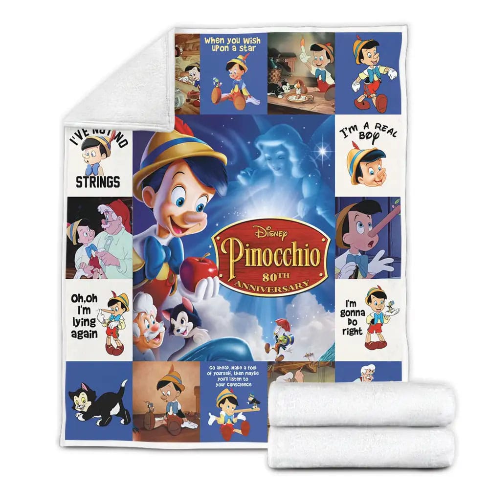 Pinocchio Fleece Blanket Gift For Mothers Day Fathers Day