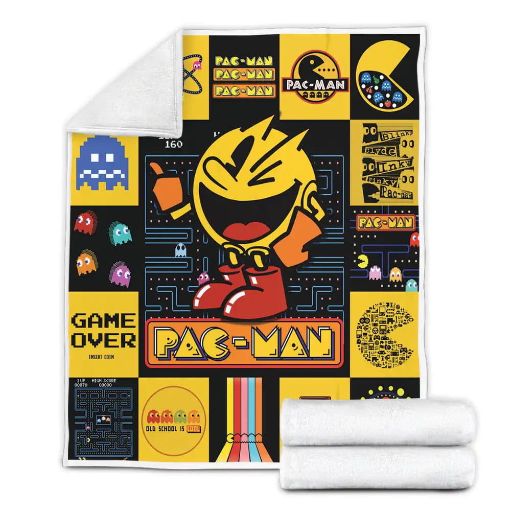 Pacman Fleece Blanket Gift For Birthday Halloween Christmas