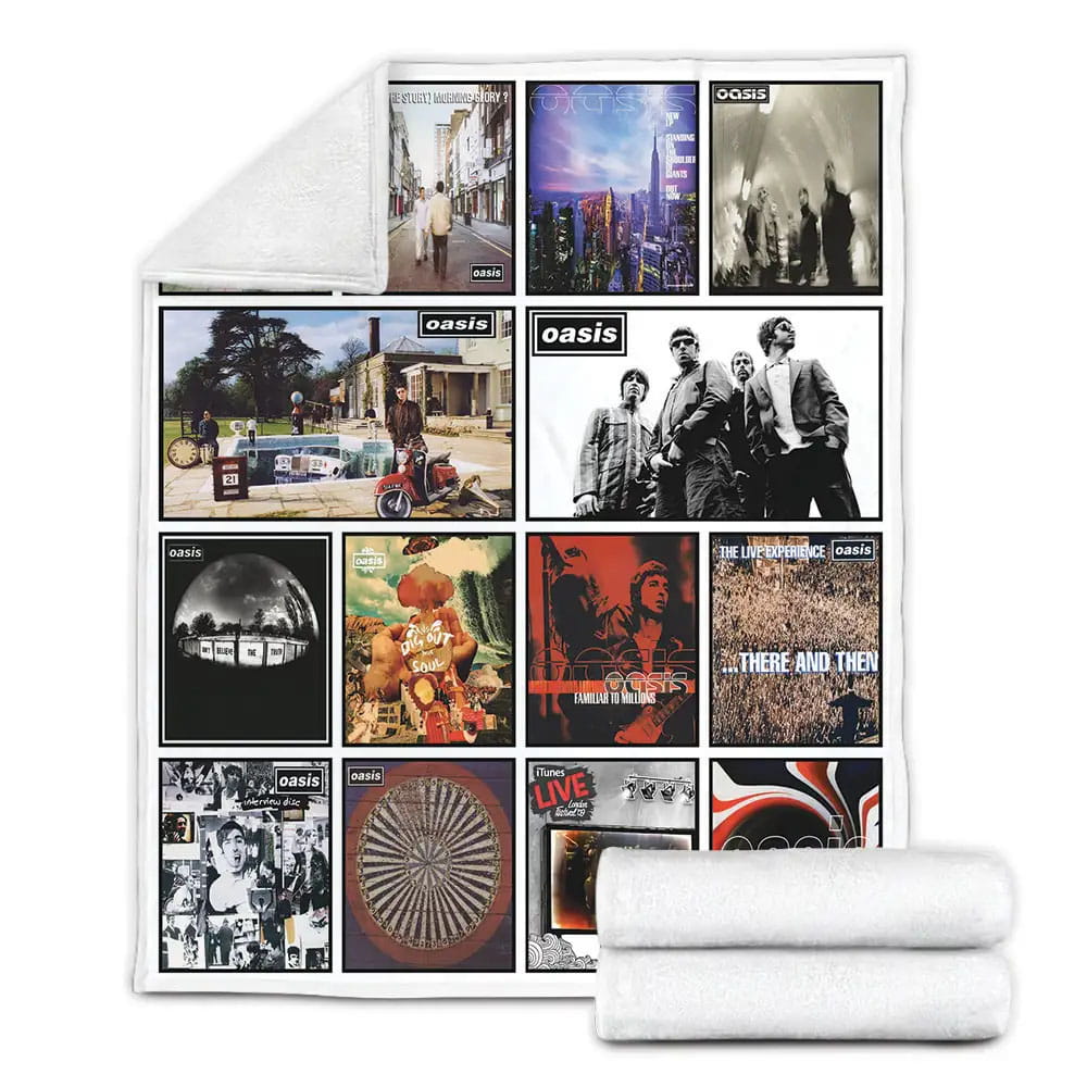 Oasis Album Covers Fleece Blanket Gift For Wife Husband Besties