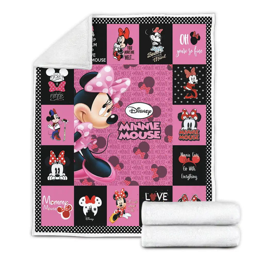 Minnie Mouse Fleece Blanket Gift For Birthday Halloween Christmas