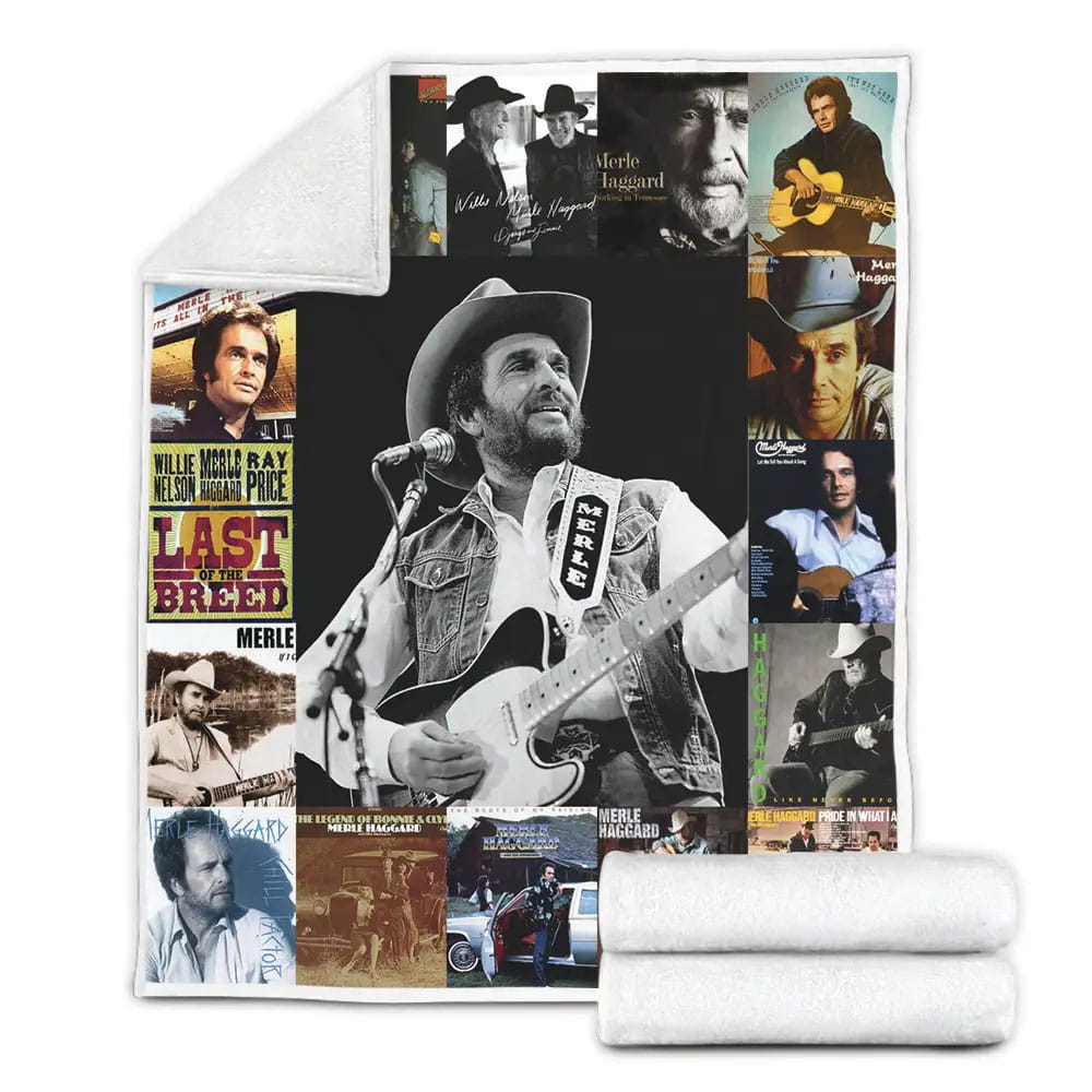 Merle Haggard Fleece Blanket Gift For Wife Husband Besties