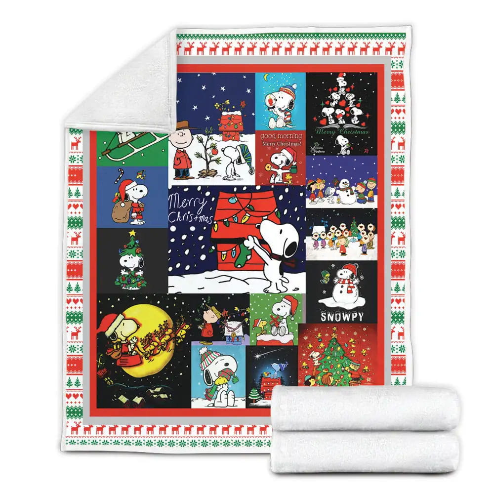 Merry Christmas Snoopy Fleece Blanket Perfect 
