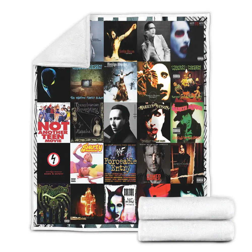 Marilyn Manson Albums Cover Poster Fleece Blanket Gift For Mothers Day Fathers Day
