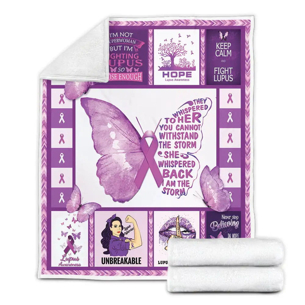 Lupus Warrior Keep Calm And Fight Lupus Fleece Blanket Gift For Birthday Halloween Christmas