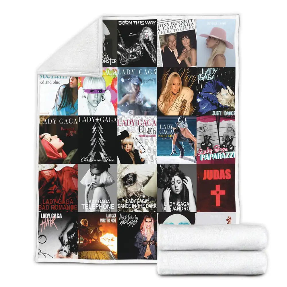Lady Gaga Style Three Album Covers Fleece Blanket Gift For Mothers Day Fathers Day