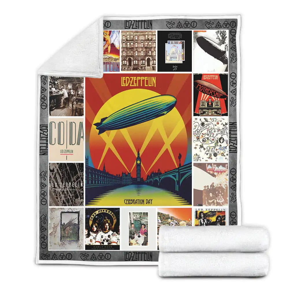 Led Zeppelin Albums Cover Poster Fleece Blanket Gift For Wife Husband Besties