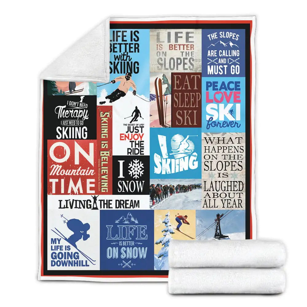 Life Is Better With Skiing Fleece Blanket Perfect 