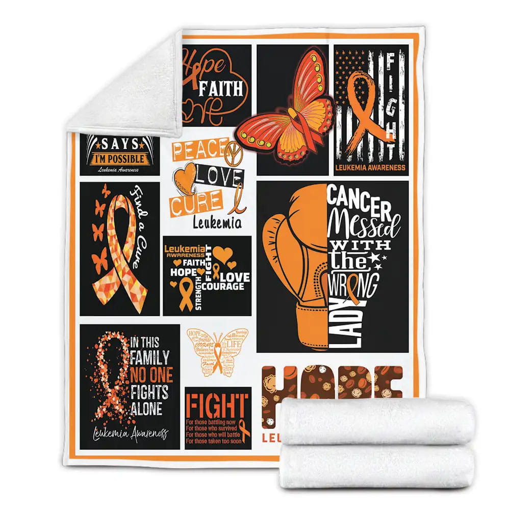Leukemia Awareness Cancer Messed With The Wrong Lady Fleece Blanket Gift For Birthday Halloween Christmas