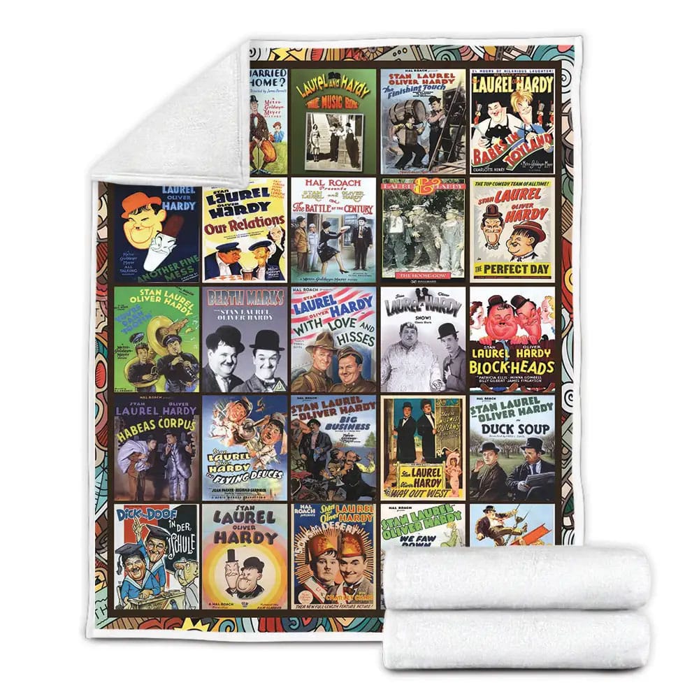 Laurel And Hardy Fleece Blanket Gift For Mothers Day Fathers Day