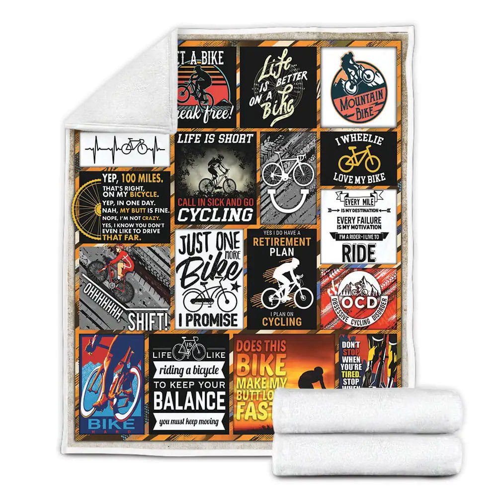 Life Is Short Call In Sick And Go Cycling Fleece Blanket Gift For Birthday Halloween Christmas