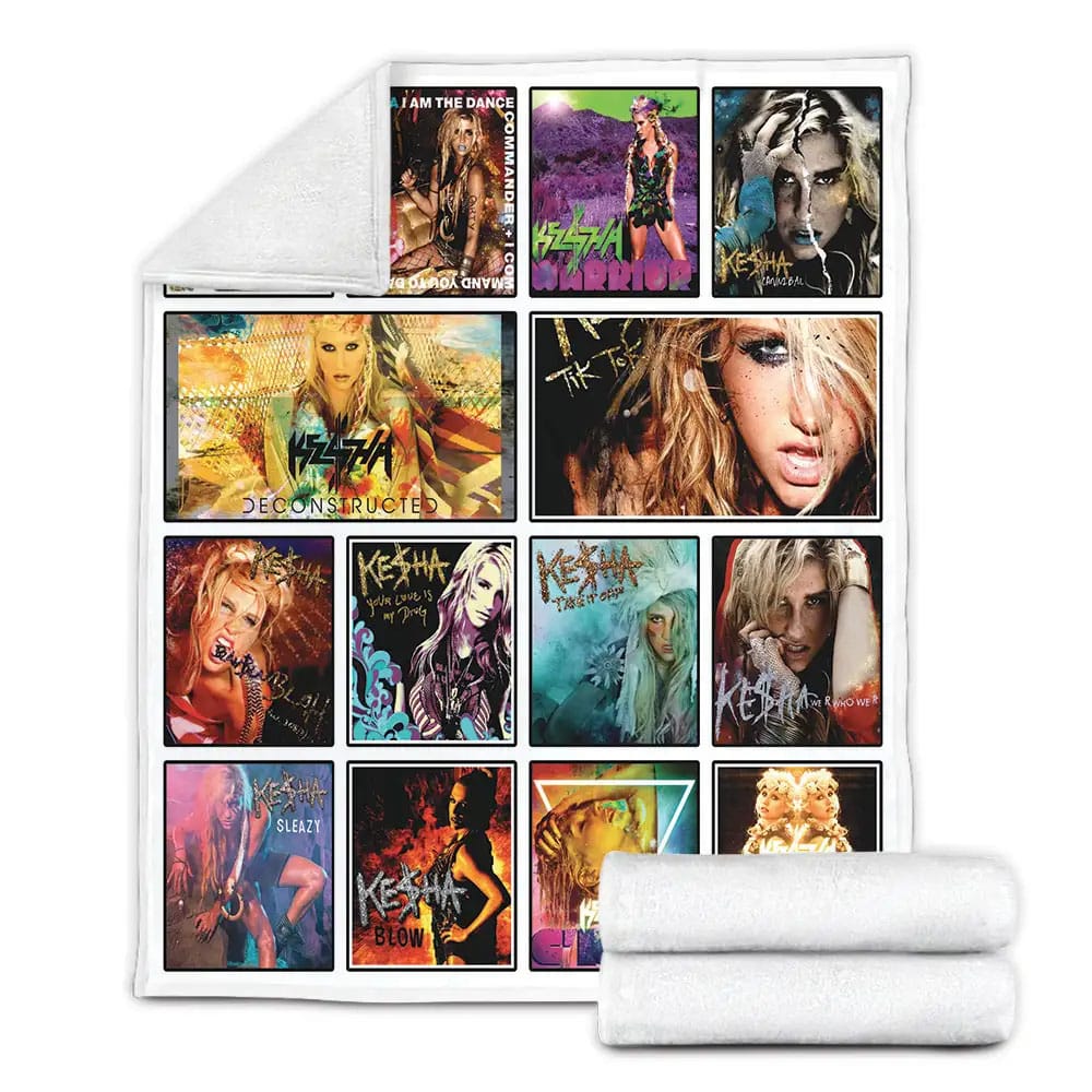Kesha Album Covers Fleece Blanket Gift For Birthday Halloween Christmas