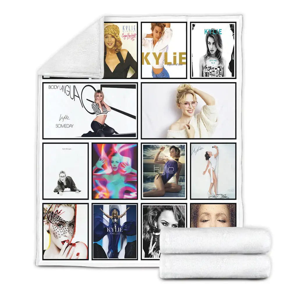 Kylie Minogue Album Covers Fleece Blanket Gift For Birthday Halloween Christmas