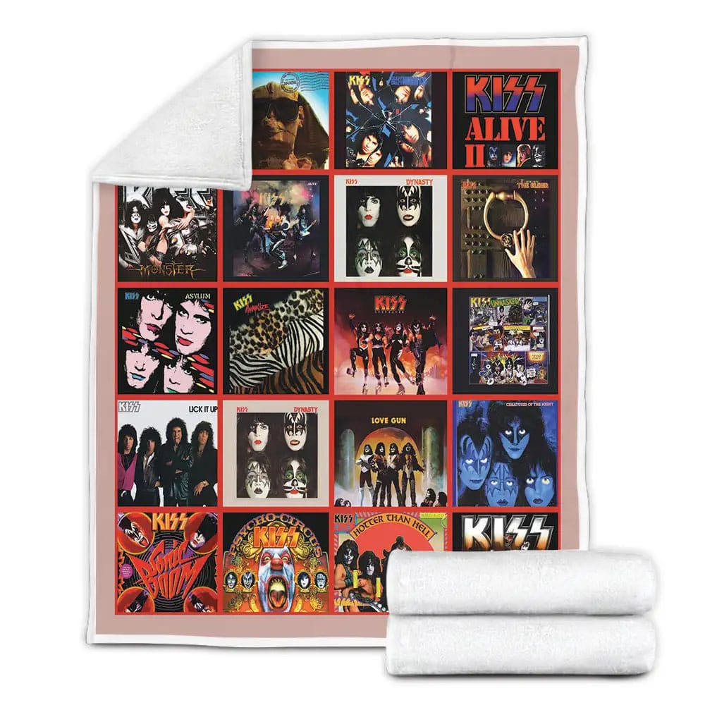 Kiss Band Fleece Blanket Gift For Mothers Day Fathers Day