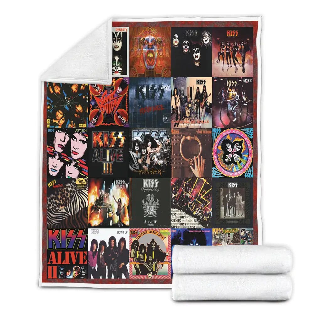 Kiss Albums Cover Poster Fleece Blanket Gift For Wife Husband Besties