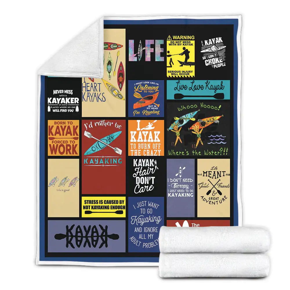 Kayaking The River Is Calling And I Must Go Fleece Blanket Gift For Wife Husband Besties