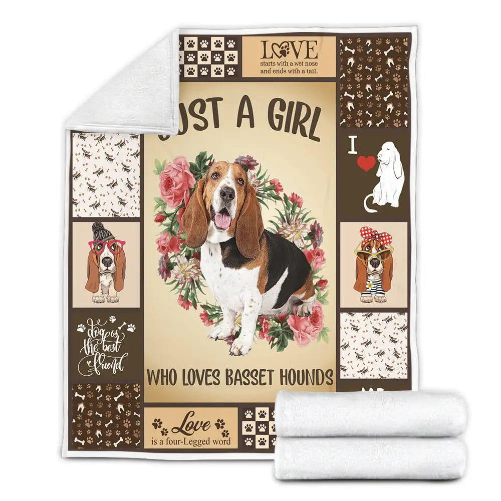 Just A Girl Who Loves Basset Hound Fleece Blanket Gift For Wife Husband Besties
