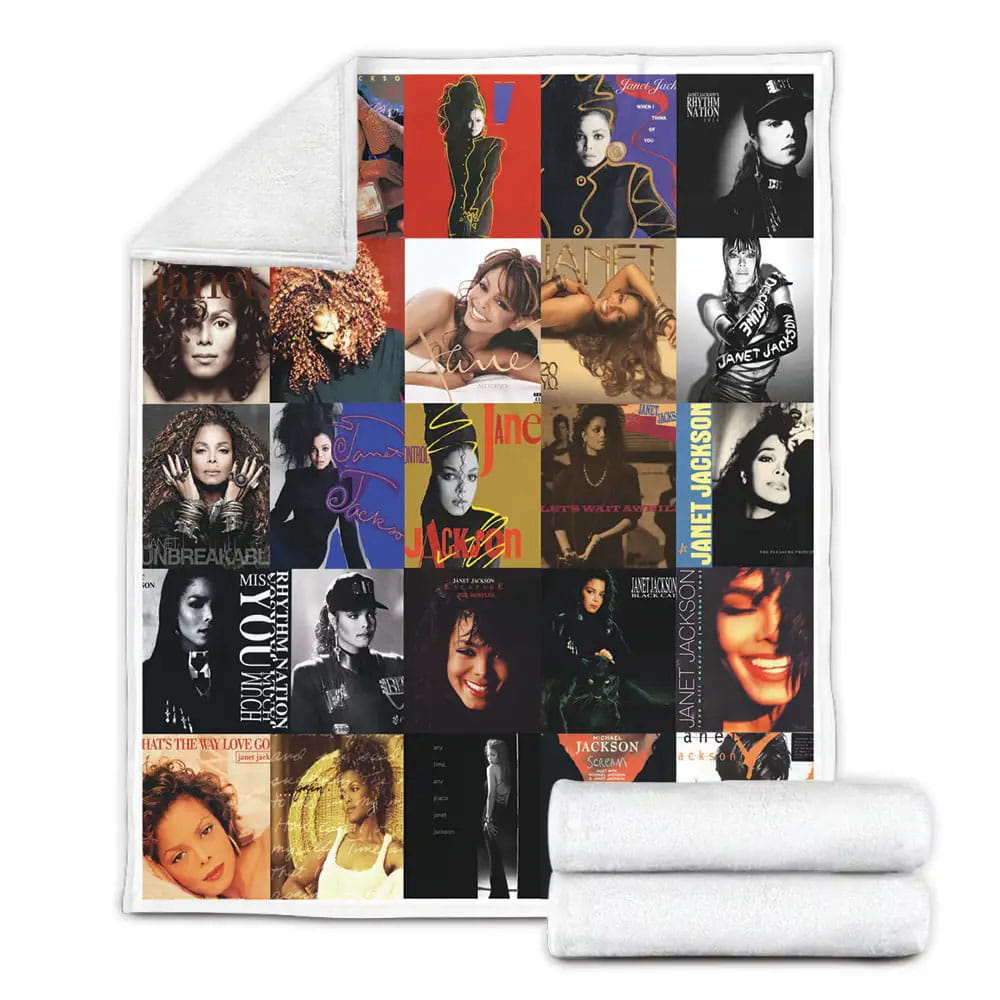 Janet Jackson Style Two Album Covers Fleece Blanket Perfect 