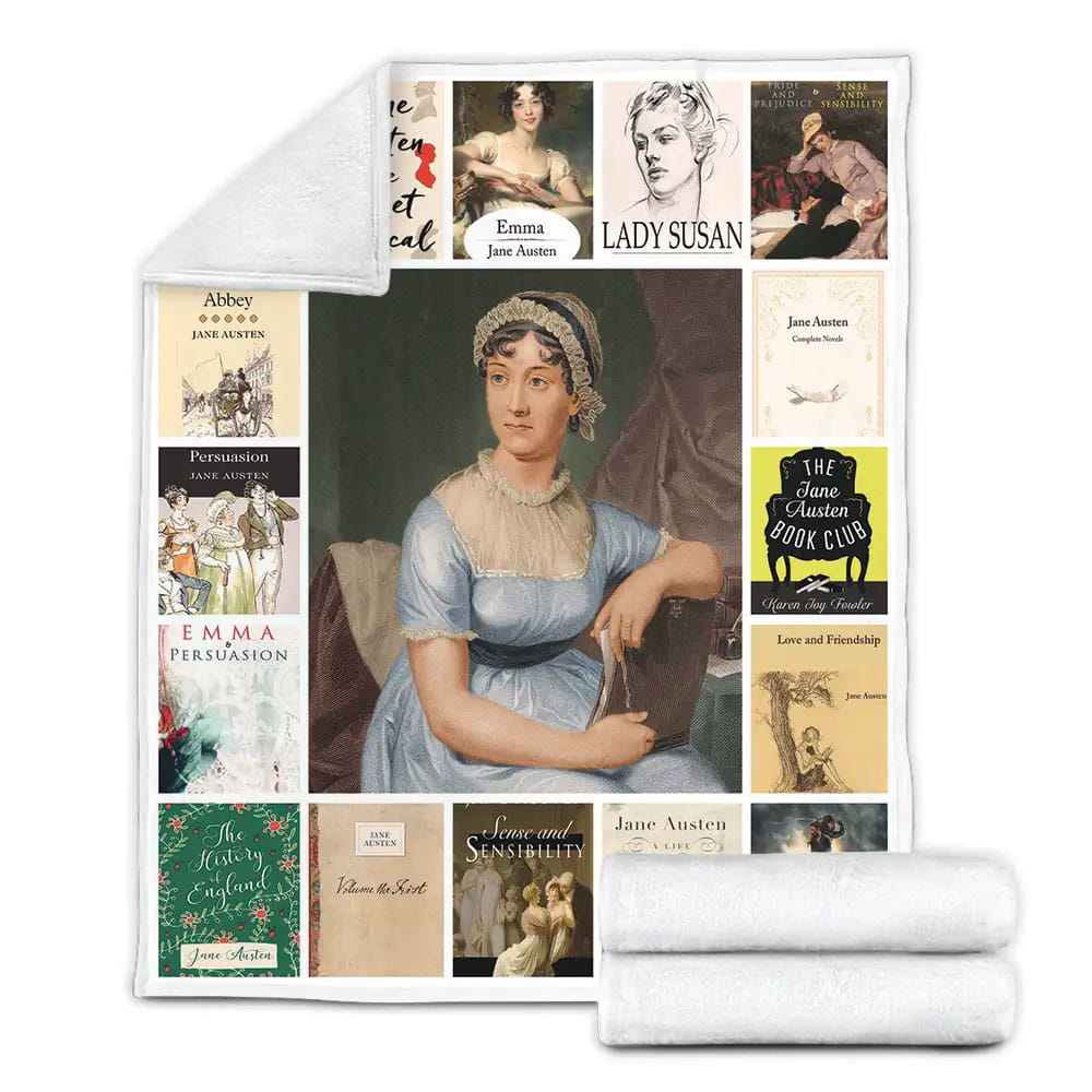 Jane Austen Fleece Blanket Gift For Birthday Halloween Christmas