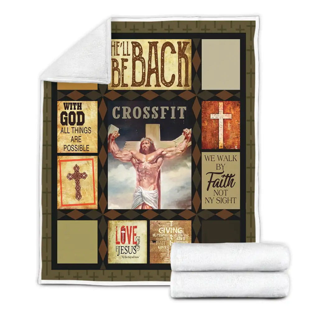 Jesus Crossfit Fleece Blanket Gift For Mothers Day Fathers Day
