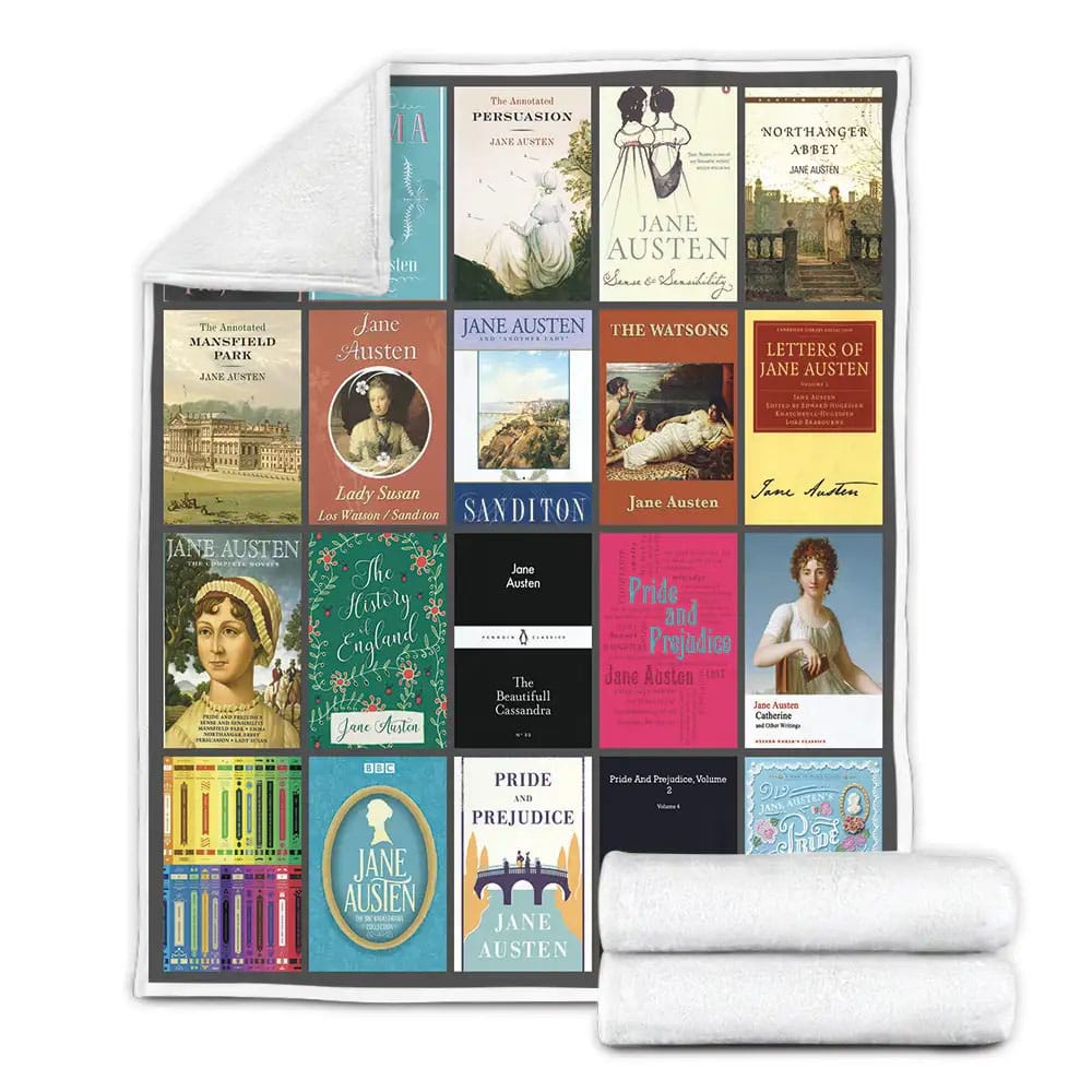 Jane Austen Books Fleece Blanket Gift For Wife Husband Besties