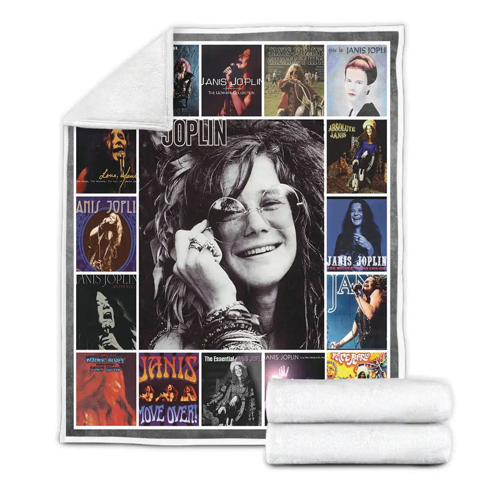Janis Joplin Albums Cover Poster Fleece Blanket Gift For Birthday Halloween Christmas