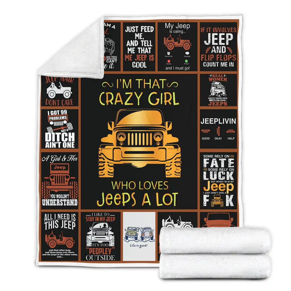 Jeep Car Fleece Blanket Gift For Birthday Halloween Christmas