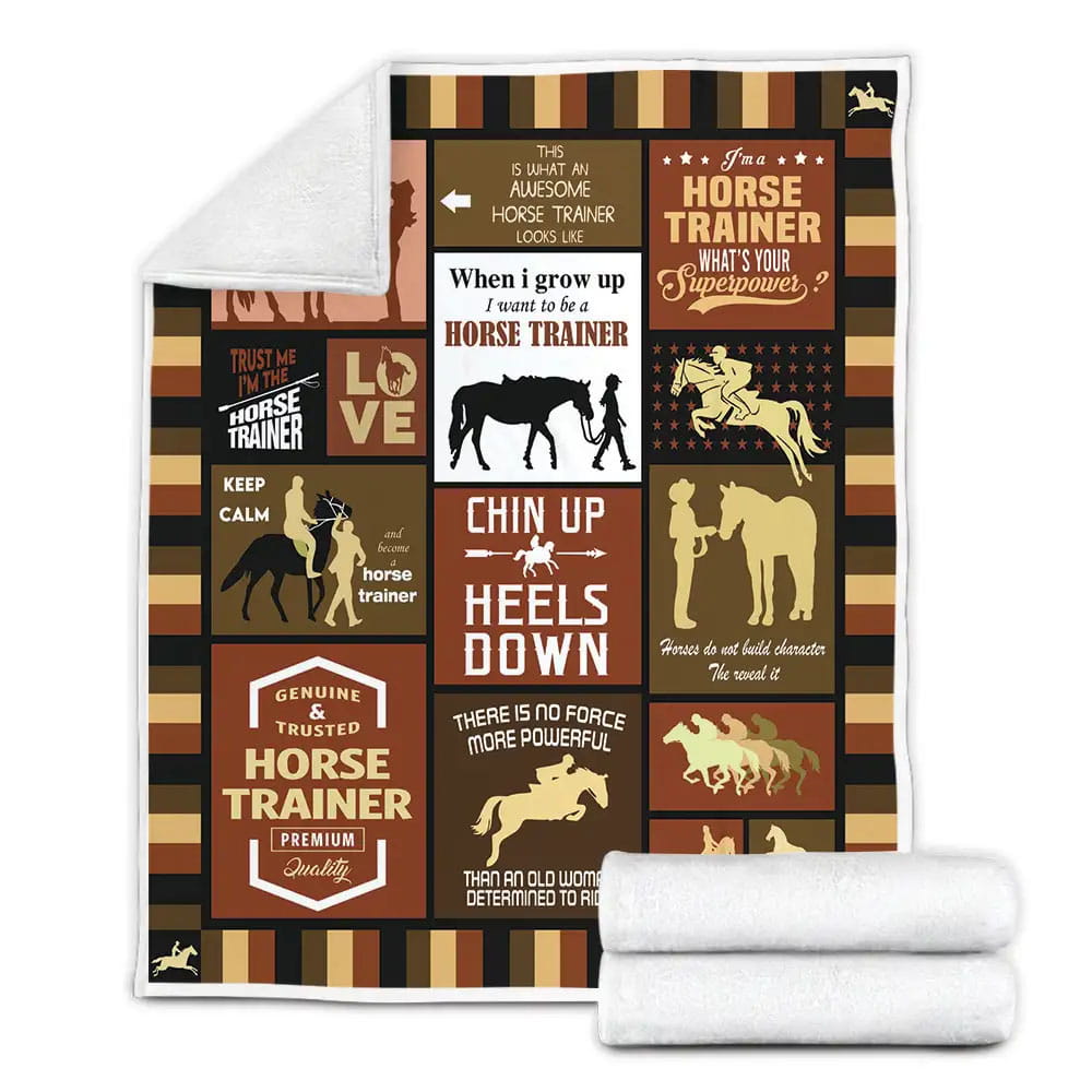Im A Horse Trainer Whats Your Superpower Fleece Blanket Gift For Wife Husband Besties