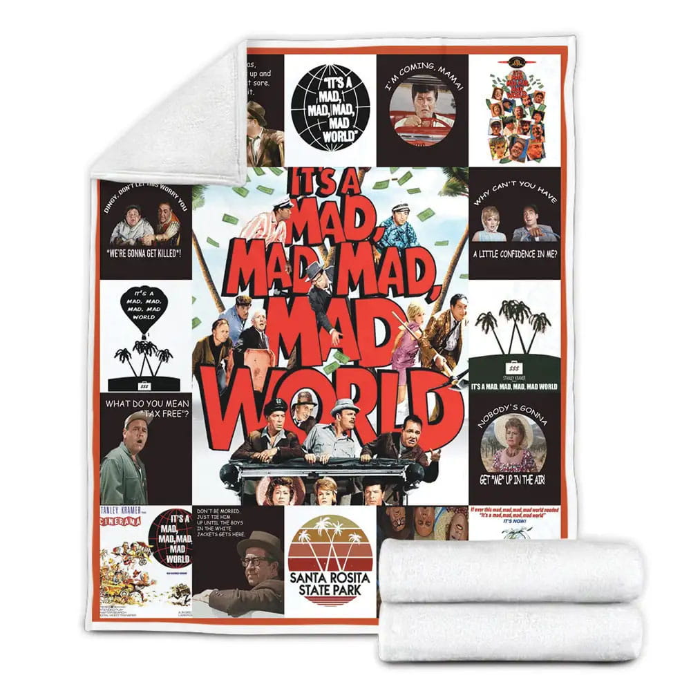 Its A Mad Mad Mad Mad World Fleece Blanket Gift For Wife Husband Besties