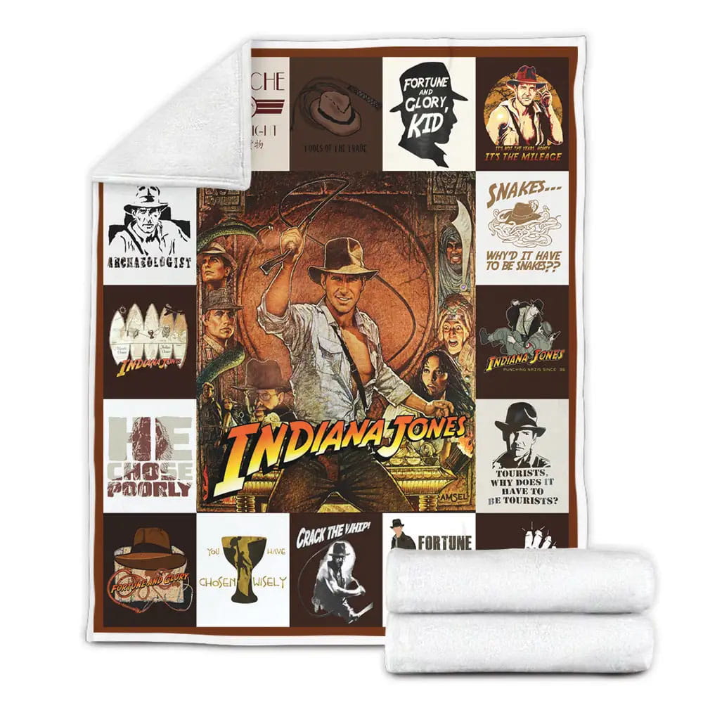 Indiana Jones Fleece Blanket Gift For Wife Husband Besties