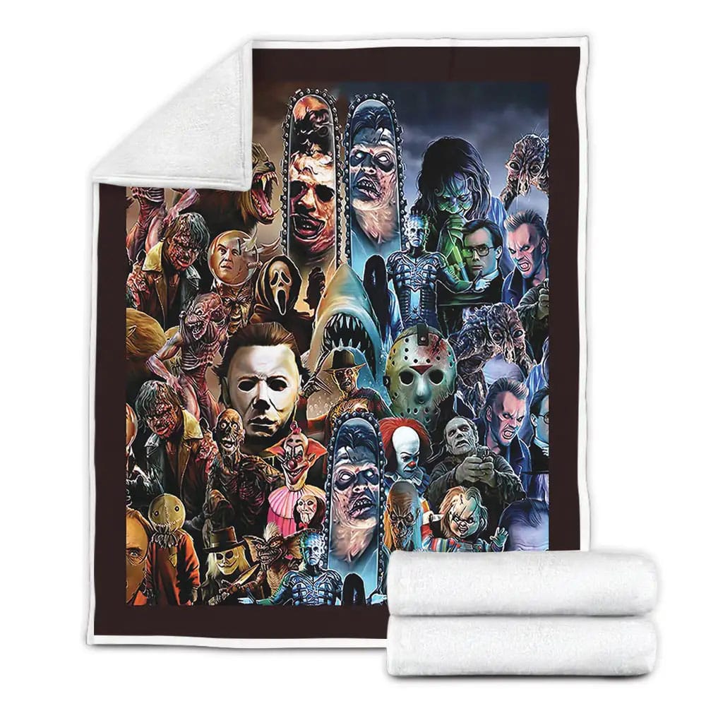 Horror Squad Fleece Blanket Gift For Wife Husband Besties