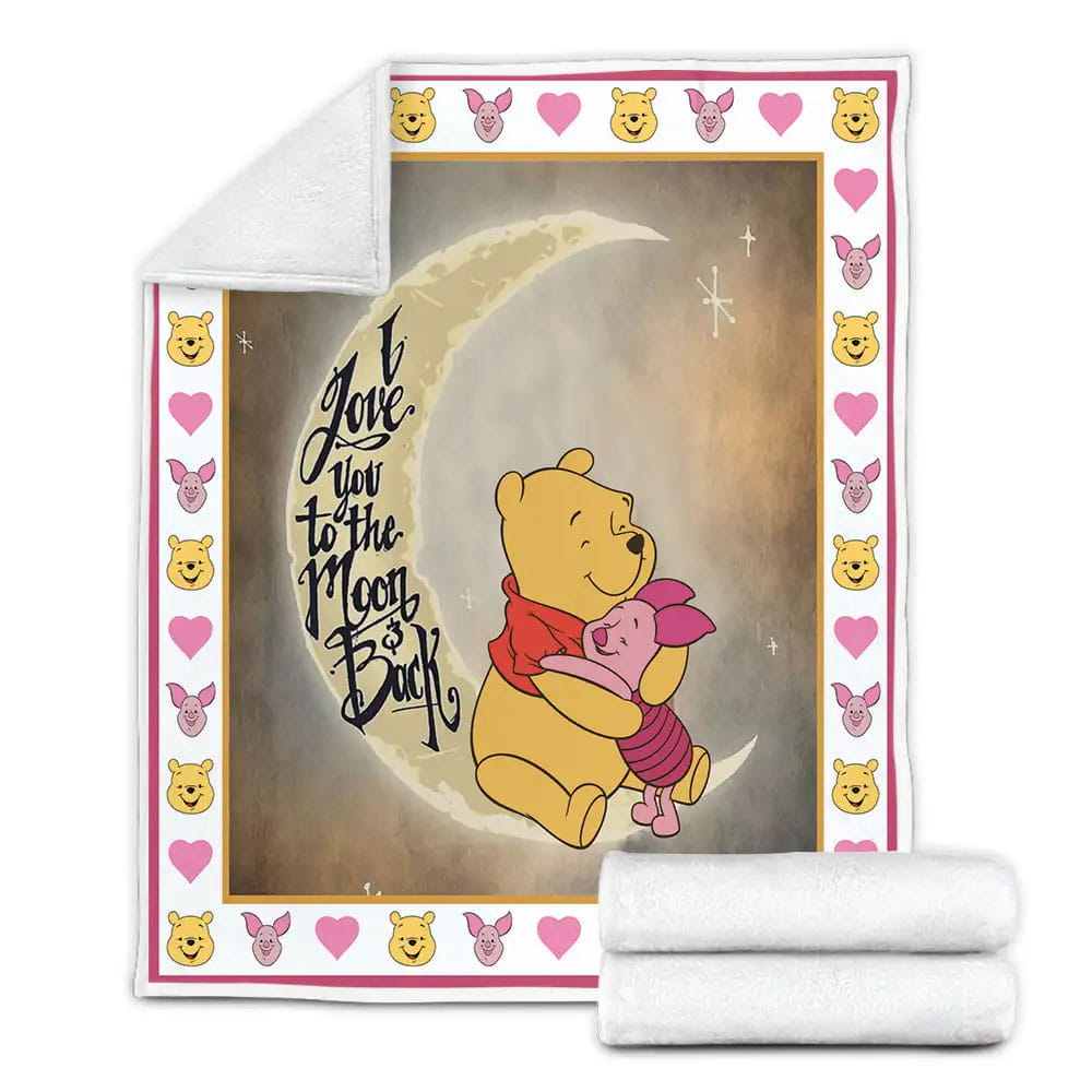 I Love You To The Moon And Back Pooh Fleece Blanket Perfect 