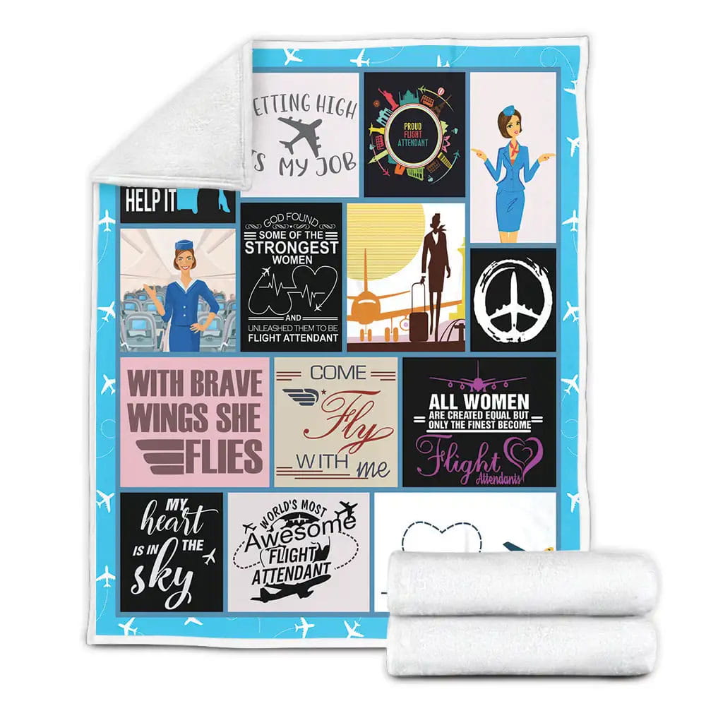 I Love Flying  Flight Attendant Fleece Blanket Perfect 