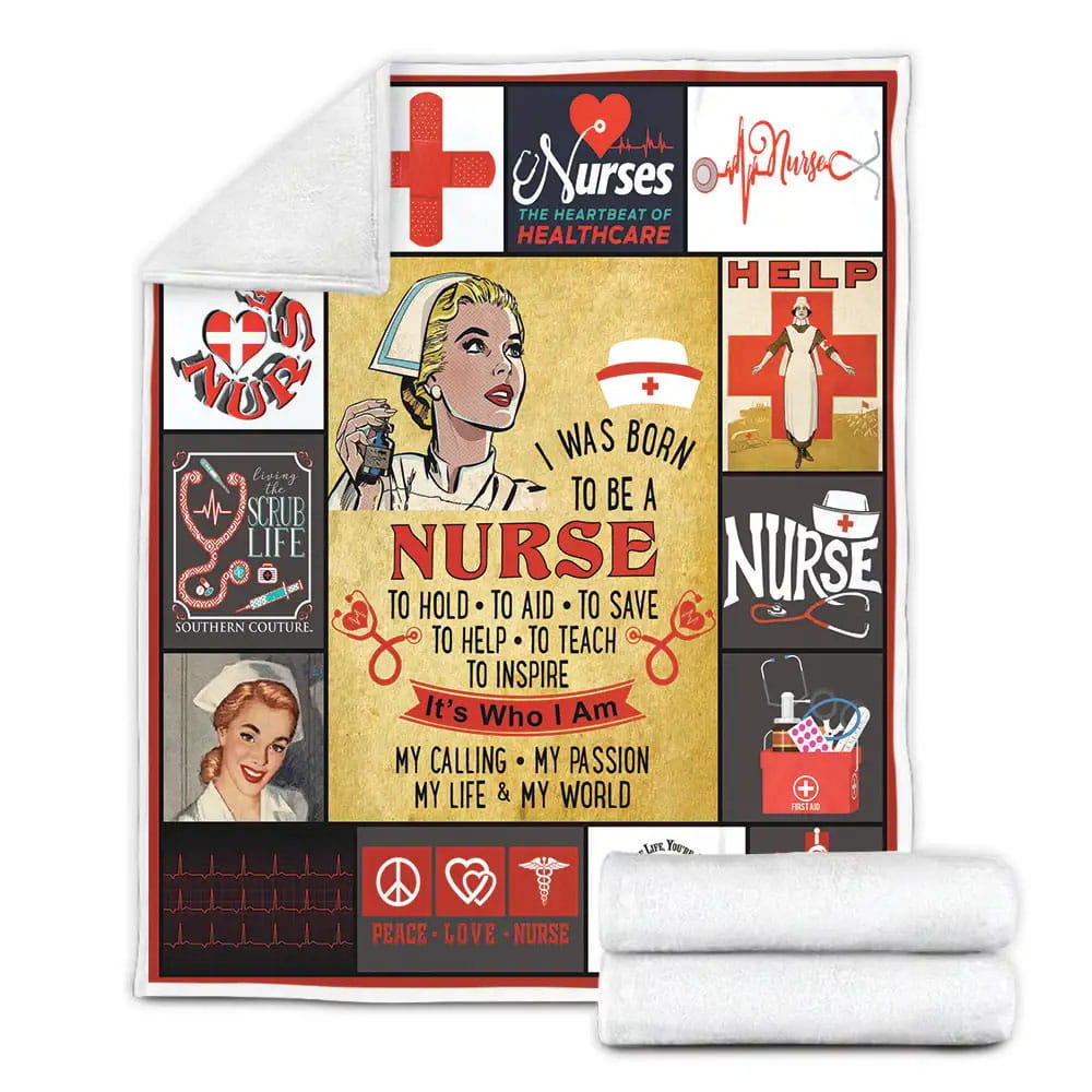 I Was Born To Be A Nurse Fleece Blanket Gift For Birthday Halloween Christmas