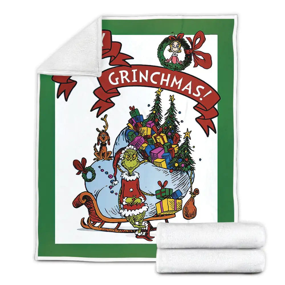 Grinch Fleece Blanket Gift For Wife Husband Besties
